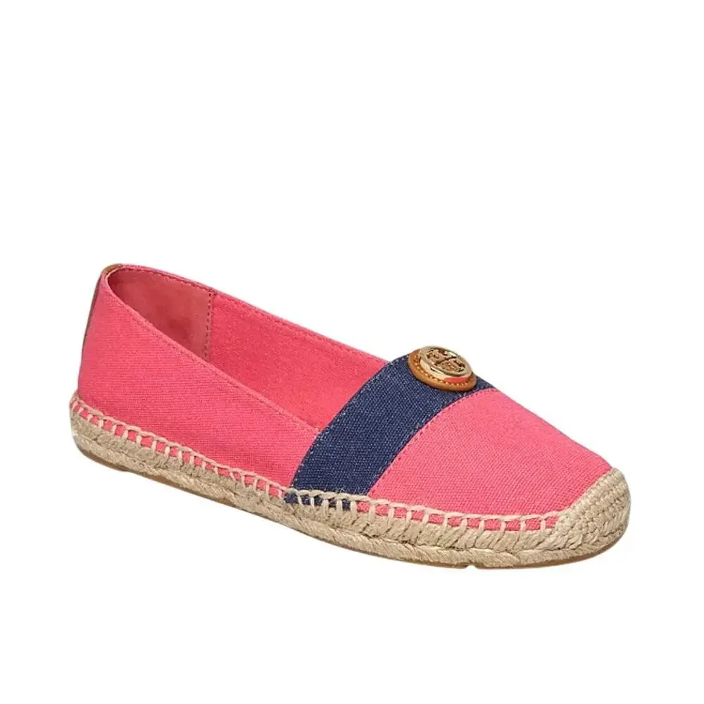 Tory Burch Beacher Espadrille Flats – Pink‎ Canvas Slip-On Shoes sz 8 $198